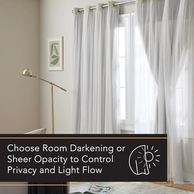 TOWN & COUNTRY LUXE Talia Double Layer Indoor Curtains, Sheer and Room Darkening Blackout, Grommet Top, Energy Efficient, 2-Pack Set, 52"W x 120"L (Pack of 2), Cloud Grey 2 Count - Image 9