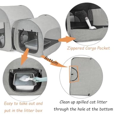 LUCKITTY Portable Cat Playpen, Delivery Room, Enclosure, Postoperative Recovery, House Design for Better Standing, Foldable Pet Tent for Indoor and Outdoor Use, Cat Houses & Condos Light Gray - Image 4