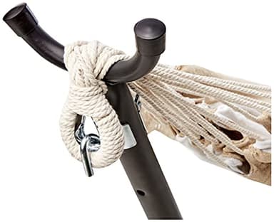 Amazon Basics Double Hammock with 9-Foot Space Saving Steel Stand and Carrying Case, 450 lb Capacity, Beige Stripe with Lace, 110 x 47 x 43 inches - Image 6