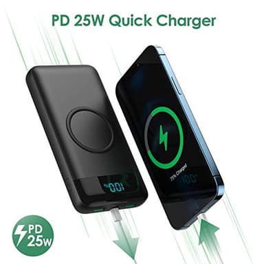 Wireless Portable Charger 30,800mAh 15W Wireless Charging 25W PD QC4.0 Fast Charging Smart LCD Display USB-C Power Bank, 4 Output External Battery Pack Compatible with iPhone 16/15/14/13, Samsung etc - Image 2