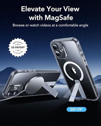 ESR for iPhone 16 Case with Stand, Compatible with MagSafe, Magnetic Kickstand Case for iPhone 16, Military-Grade Protection Shockproof Case, Boost Series, Clear - Image 2
