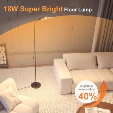 xinp Floor Lamp, Bright 18W LED Standing Lamps for Living Room, Remote Stepless Adjustable Color and Brightness Dimmable with ON/Off Switch, Gooseneck Reading Lights for Bedroom Office, 1300LM Black - Image 2