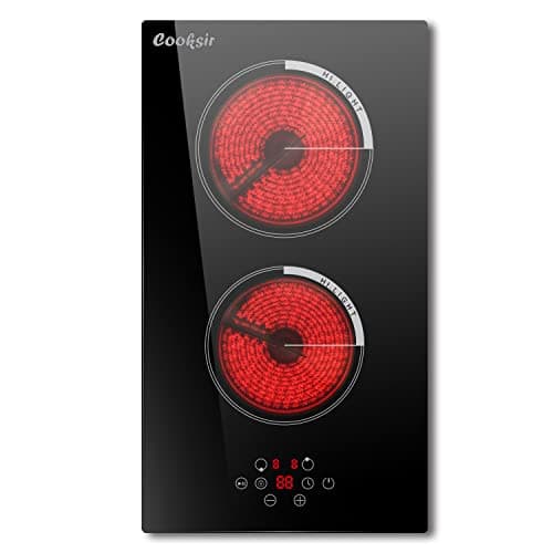 Cooksir 2 Burner Electric Cooktop 220V - 12 Inch 2 Burner Electric Stove 3000W, Buili-in Two Burner Ceramic Stove Sensor Touch with Timer, Safety Lock, Overheat Protection, 220V Hard Wired (No Plug) - Image 1