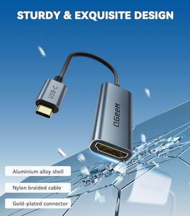 QGeeM USB C to HDMI Adapter 4K@60Hz,Type-C Thunderbolt 3/4 to HDMI Adapter Converter,Compatible for MacBook Pro,iPhone16 Max Plus,iPad Air,XPS,Galaxy S24Ultra,iMac Mini Etc.-2 Pack - Image 5