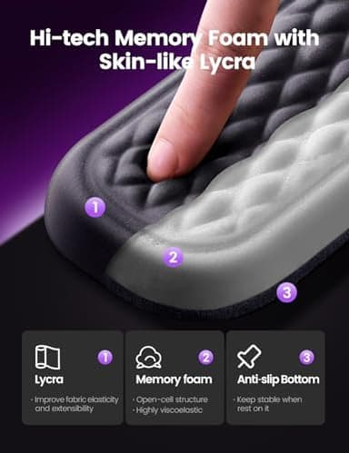 Vaydeer Wrist Rest for Keyboard and Mouse, Computer Ergonomic Wrist Support Pad, Soft Memory Foam Arm Cushion for Desk, Palm Hand Office Laptop Typing - Image 5