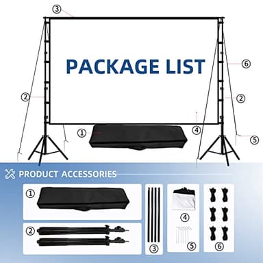 TOWOND Projector Screen and Stand, 120 inch Outdoor Projection Screen, Portable 16:9 4K HD Rear Front Movie Screen with Carry Bag Wrinkle-Free Design for Home Theater Backyard Cinema - Image 7