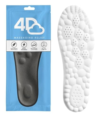 4D Cloud Insoles for Men - Memory Foam Steppers Soles Shoe Boot Inserts - Trim to Fit Insoles with Arch Support for Foot Pain and Fatigue Relief (Black, L) - Image 1