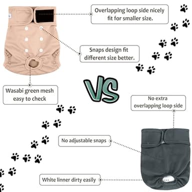 Grecle Washable Female Dog Diapers - Premium Reusable Diapers for Doggie in Heat - Highly Absorbent Dog Diapers Female for Pet Incontinence with Adjustable Snaps Pink, L - Image 7