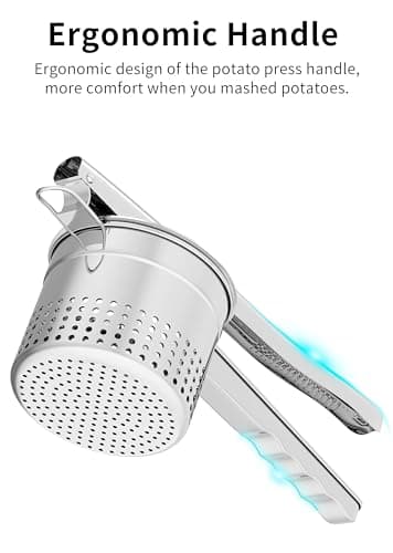 GloTika Large 15oz Potato Ricer, Heavy Duty Stainless Steel Potato Masher with Ergonomic Handle, Masher and Ricer Kitchen Tool for Mashed Potatoes, Noodle Maker - Image 6