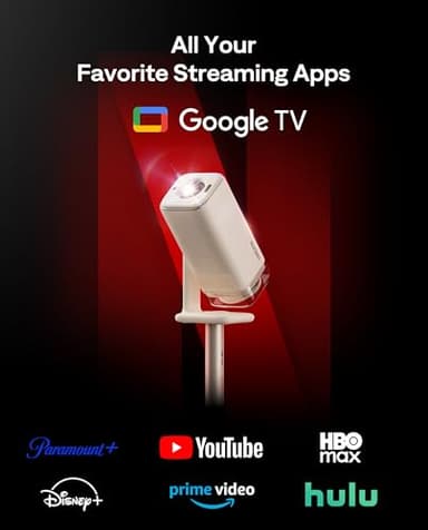 Aurzen BOOM Air Google TV Portable Projector with WiFi and Bluetooth, USB-C Powered, Smart Projector for Outdoor & Home Movie, 4K Supported, Real-Time Focus, Dolby Audio, Adjustable Stand, Off-White - Image 2