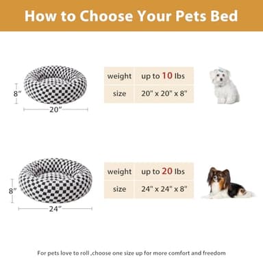 BFPETHOME Donut Dog Beds for Small Dog, Round Cat Beds for Indoor Cats, Calming Pet Bed for Puppy and Kitty with Non-Slip Bottom, Cute Fancy Puppy Bed Machine Washable Plush Fabric - Image 5