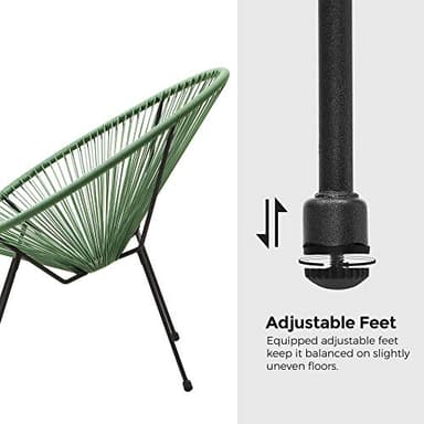 SONGMICS 3-Piece Outdoor Seating Acapulco Chair, Modern Patio Furniture Set, Glass Top Table and 2 Chairs, Indoor and Outdoor Conversation Bistro Set, Light Green UGGF011C01 - Image 8