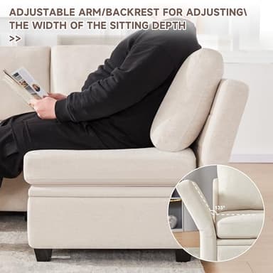 Weture Modular Sectional Sofa with Storage, U Shaped Sectional Couch for Living Room, Convertible Modular Sofa Couch with Ottomans, High Supportive & Soft Sponge, 6 Seat, Beige - Image 8