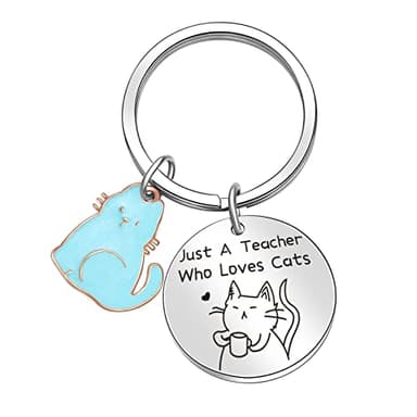 ORZOESD Teacher Thank You Keychain Cat Themed Jewelry Cat Lover Gift For Women Cat Jewelry Teacher Keychain Cat Owner Gift Teachers Day Jewelry Teacher Appreciation Keychain Kitty Gift - Image 1