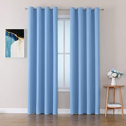 ChrisDowa Grommet Room Darkening Curtains for Bedroom and Living Room - 2 Panels Set Thermal Insulated Blackout Curtains (Sky Blue, 52W x 72L ) - Image 1
