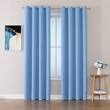 ChrisDowa Grommet Room Darkening Curtains for Bedroom and Living Room - 2 Panels Set Thermal Insulated Blackout Curtains (Sky Blue, 52W x 72L ) - Image 1