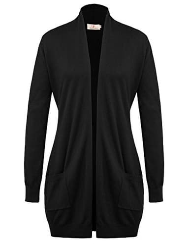 GRACE KARIN Women Open Front Long Sleeve Chunky Knit Cardigan Sweaters Black XXL - Image 7