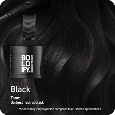 BOLDIFY Hairline Powder - Root Touch Up Hair Color for Gray Coverage - Bald Spot Concealing Hair Powder for Women & Men - 24-Hour Stain-Proof - Black - Image 4