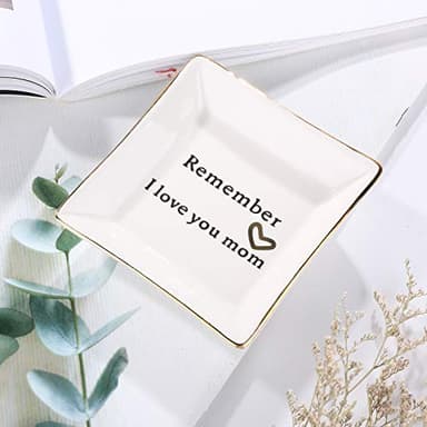HOME SMILE Ceramic Ring Dish Jewelry Tray-Mom Gifts, Remember I Love You Mom - Birthday, Mother's Day, Christmas Gifts for Mom - Image 5
