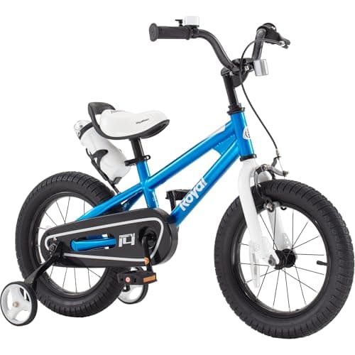 Royalbaby Kids Bike Boys Girls Freestyle BMX Bicycle with Training Wheels Kickstand Gifts for Children Bikes 16 Inch Blue - Image 1