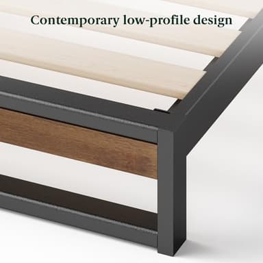ZINUS Suzanne Bamboo and Metal Platform Bed Frame, 7-Inch Low Profile, Solid Steel Construction, No Box Spring Needed, Wood Slat Support, Easy Assembly, Chestnut Brown, Queen - Image 6