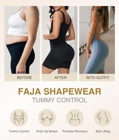 M MYODRESS Fajas Colombianas Tummy Control Shapewear Corset Girdles For Women Body Shaper Curvy Faja Post Tummy Tuck Compression Garment Girdle BLACK L - Image 6