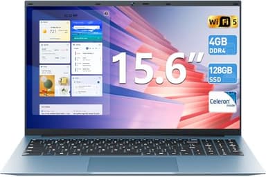 SGIN Laptop Computer 15.6 Inch, 11 Home Laptops with 4GB RAM 128GB SSD Celeron N4000 Processor Notebook, BT4.2.0, HDMI, 7000mah, WiFi, UHD Graphics 600, Type-C, 2.4/5G WiFi - Image 1
