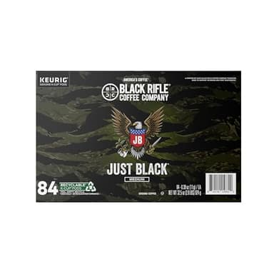 Black Rifle Coffee Company Just Black, 84 Count, Medium Roast K Cups - Single Serve K Cups Coffee Pods - Kcup Pods Compatible with Keurig 1.0 & 2.0 - Made from Arabica Beans - Image 1