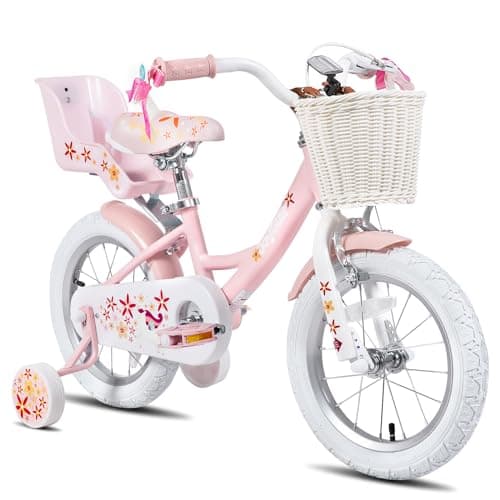 JOYSTAR Unicorn 16 Inch Kids Bike for 4 5 6 Years Girls with Doll Bike Seat Children Princess Bike with Training Wheels Basket Streamer Toddler Girl Bikes Pink - Image 1