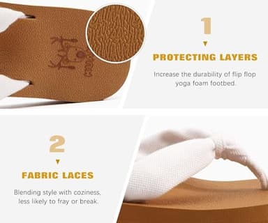 KuaiLu Flip Flops Women Arch Support Yoga Mat Comfortable Summer Beach Walking Thong Cushion Sandals Slip on Outfits Travel Essentials Orthotic Slides Indoor Outdoor Slippers Shoes White Khaki Size 9 - Image 5