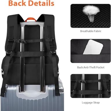 Ytonet Gym Backpack For Men Women, Travel Sports Backpack With Shoe Compartment USB Charging Port, Large Workout Water Resistant College Bag Fit 17.3 Inch Laptop, Hiking, Black - Image 6