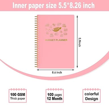 Budget Planner - Monthly Finance Organizer with Expense Tracker Notebook to Manage Your Money Effectively, Undated Finance Planner/Account Book, Start Anytimem,A5(8.6x5.9 inchs),100gsm Paper - Pink - Image 5