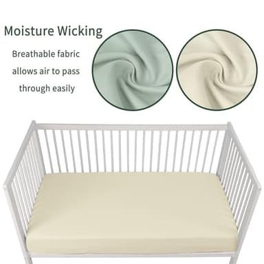 GUNTAIL Baby Crib Sheets for Boys Girls, 2 Pack Fitted Crib Sheet for Standard Crib and Toddler Mattress, Soft Microfiber Baby Sheet 52x28x8in (Brown & Green) - Image 4