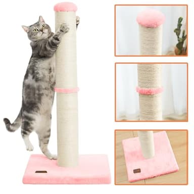 Karolpar 34inch Cat Scratching Post with Natural Sisal Rope 4.3Inch Large Diameter Scratcher Post Tree for Indoor Cats Pink - Image 3