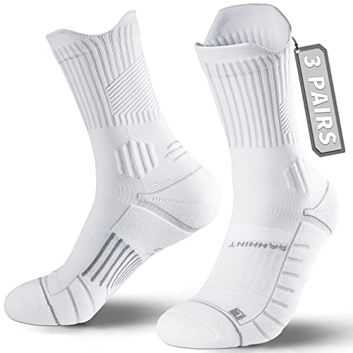 Compression Running Socks 3 Pairs, Cushion Crew Socks, Anti-Blister Moisture Wicking Athletic Hiking Basketball Socks - Image 1