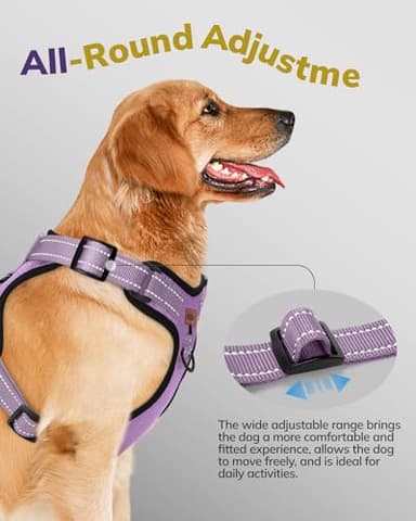 MIDOG No-Pull Dog Harness | Adjustable & Reflective Pet Harness Leash Set for Small Medium Large Dogs Walking, Training| No Choke, Front Clip, Soft Padded Vest with Easy Control Handle - Purple, S - Image 6