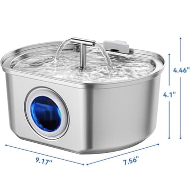 Cat Water Fountain Stainless Steel - Pet Drinking Fountain for Cats Indoor - 3.2L/108oz Automatic Water Dispenser with Watering Level Window (4 Filter) - Image 9