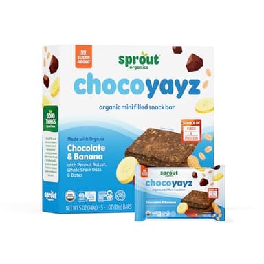 Sprout Organics, Yayz Toddler Snack Bars, Chocolate & Banana, 5 Individual Bars, 1 oz Each (30 Bars) - Image 2
