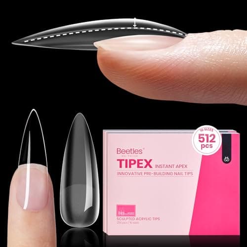 Beetles Tipex Instant Apex Nail Tips, 512Pcs Long Stiletto Pre-Building & Pre-Etched Half Matte Thicker Acrylic Nails Strong Full Cover Extension Press on Nails - Image 1