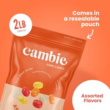 Assorted Fruit Hard Candy Individually Wrapped by Cambie, 2 lbs of Fruit Candy with a Deliciously Sweet Hard Exterior with a Soft, Decadent Filled Center - Image 7