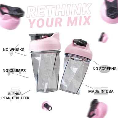HELIMIX 1.5 Vortex Blender Shaker Bottle Holds Upto 20oz | No Blending Ball or Whisk | USA Made | Portable Pre Workout Whey Protein Drink Shaker Cup | Mixes Cocktails Smoothies Shakes | Top Rack Safe - Image 2