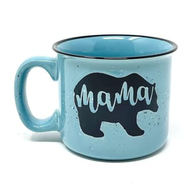 Mama Bear Ceramic Coffee Mug for Mom, Wife, Women – Unique Teal Ceramic Mug – Fun Gifts for Her on Mother’s Day, Birthday, or Christmas – Cute Coffee Cup for Moms, Wives, and Coffee-Loving Women - Image 1