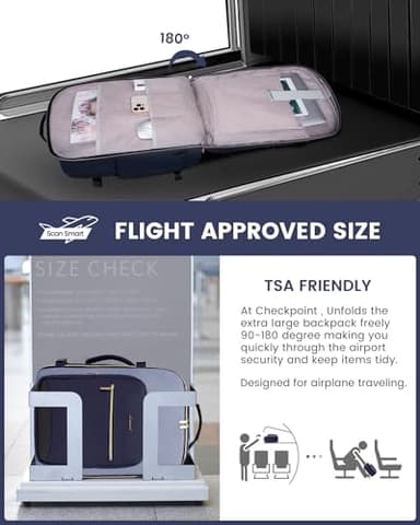 LOVEVOOK 50L Travel Backpack for Women & Men, Airline Approved Carry On Luggage with 3 Packing Cubes, TSA Overnight Bags, Waterproof Personal Item Bag, Weekender Essentials Backpacks fits 17" Laptop - Image 2