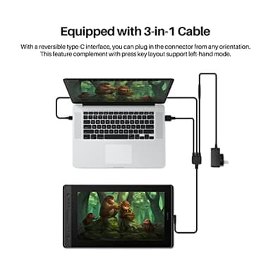 HUION KAMVAS Pro 16 Drawing Tablet with Screen, 15.6 inch Pen Display Anti-Glare Glass 6 Shortcut Keys Adjustable Stand, Graphics Tablet for Drawing, Writing, Design, Work with Windows, Mac and Linux - Image 7