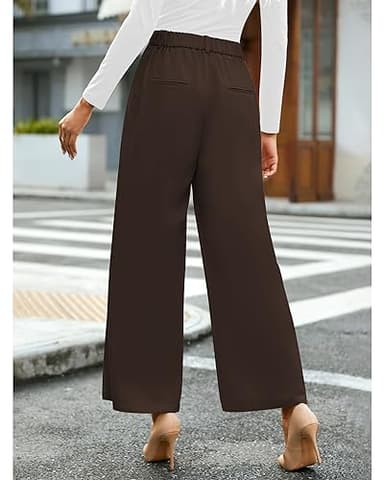 GRAPENT Business Pants for Women - High Waisted Wide Leg Slacks in Brown Chocolate - Petite Sizes XXL, 20, 22 - Image 2