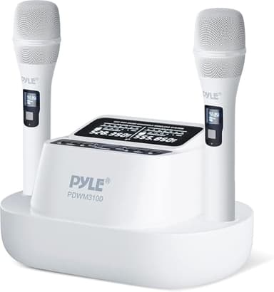 Pyle Wireless Microphones - UHF 2x100 Channel Receiver, Karaoke Microphone with DSP, High-Fidelity, Infrared Sync, Wireless Microphone System for Professional Singers, Stage & Artists (Renewed) - Image 3