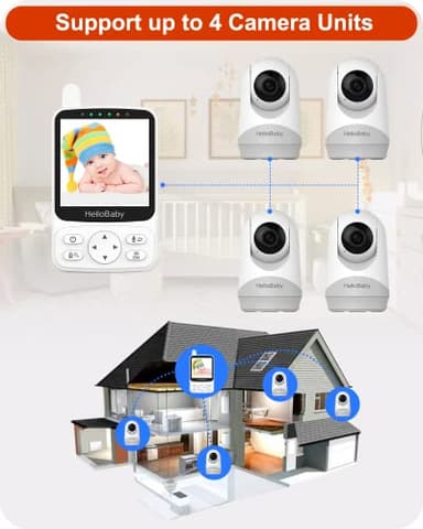 HelloBaby No WiFi Baby Monitor with Voice-Activated Night Vision,4" IPS Camera and Audio, 2-Way Talk and PTZ, 26H Battery and 1000ft Range, Portable for Nursery and Travel - Image 7