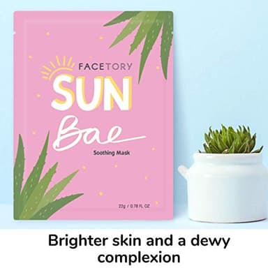 FACETORY K Beauty Face Mask Skin Care - SUN BAE SOOTHING Sheet Mask with Aloe & Shea Butter | After Sun Care, Soothe & Restore (5 Pack) - Image 4