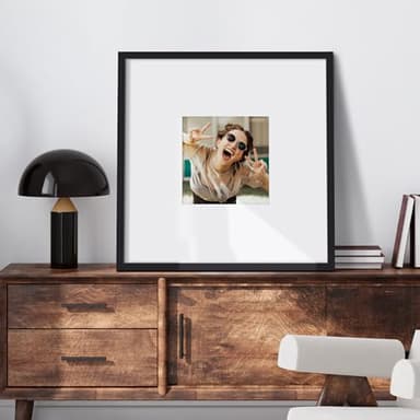 upsimples 18x18 Picture Frame, Display Pictures 8x8 with Mat or 18 x 18 Without, Wall Hanging Square Frames, Black, 1 Pack - Image 2