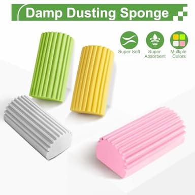 Jeymei 4-Pack Damp Clean Duster Sponge, Sponge Cleaning Brush, Duster for Cleaning Blinds, Glass, Baseboards, Vents, Railings, Mirrors,Window Track Grooves and Faucets（Gray） - Image 6